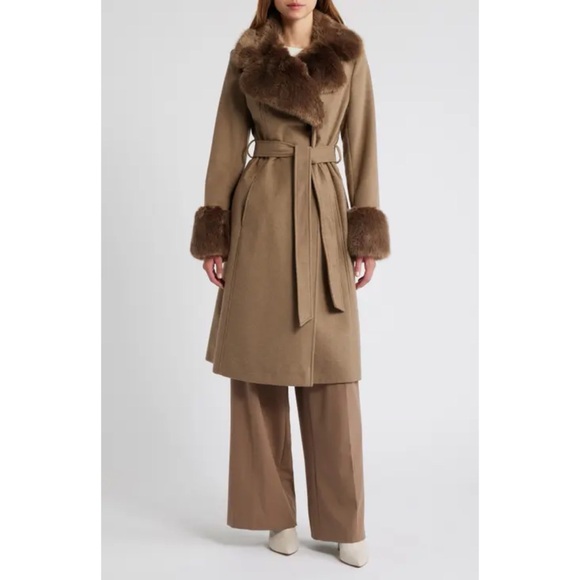Via Spiga | faux fur collar wool blend coat - Picture 1 of 11